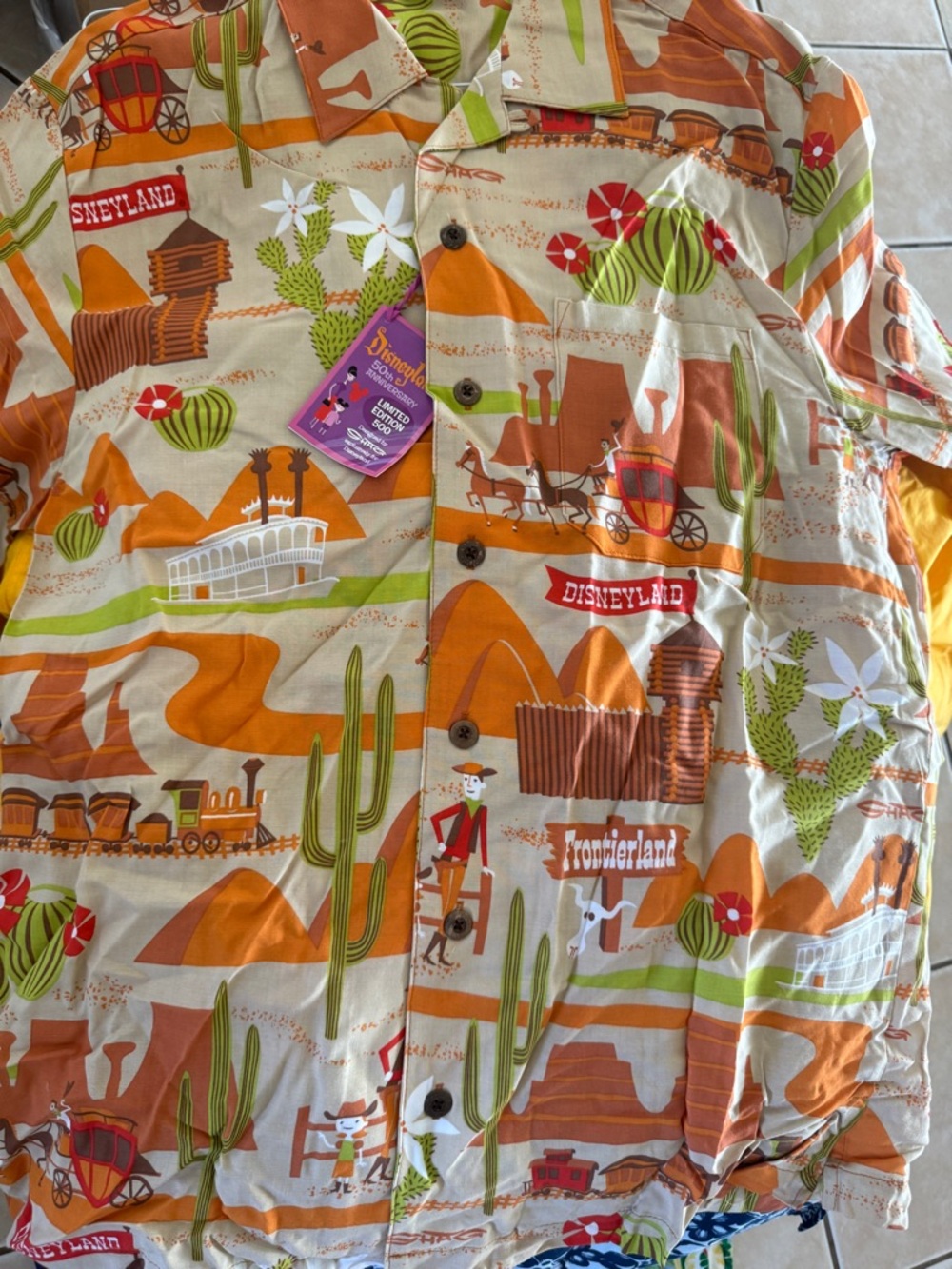 Disney Frontierland Print Shirt - Orange, Cream, Green